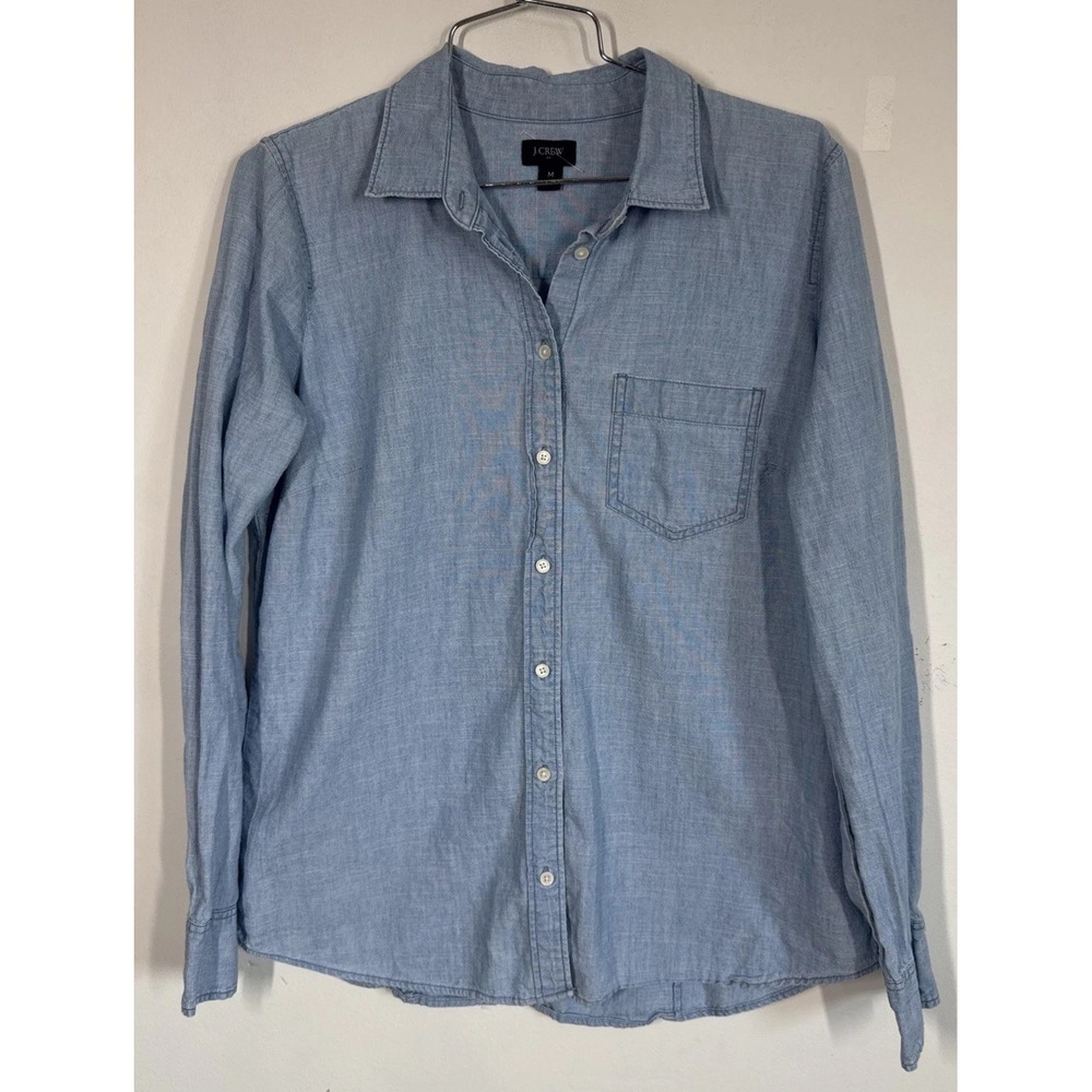 J Crew Chambray Long Sleeve Button Up Pocket Shirt Women's M Coastal Cowgirl